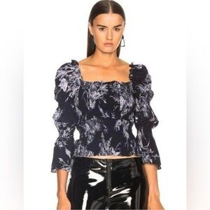 Cinq a Sept Adelaide Floral Women's Smocked Crop Top